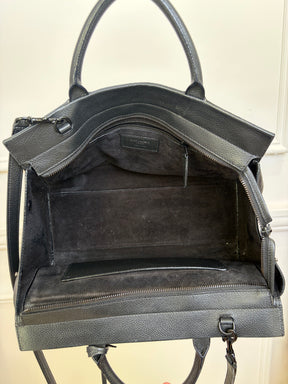Saint Laurent Black Leather Rive Gauche Shoulder Bag With Top Handle