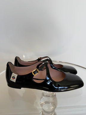 Bally Black Patent Leather Ballet Mary Jane, 38