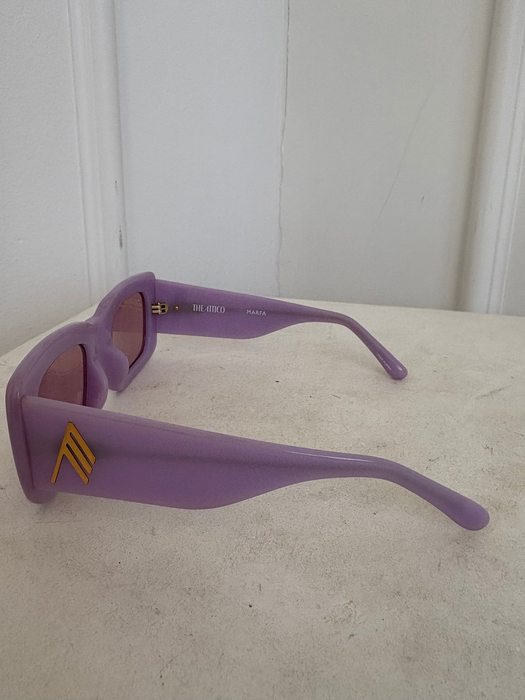 THE ATTICO x Linda Farrow Lilac Rectangle Sunglasses