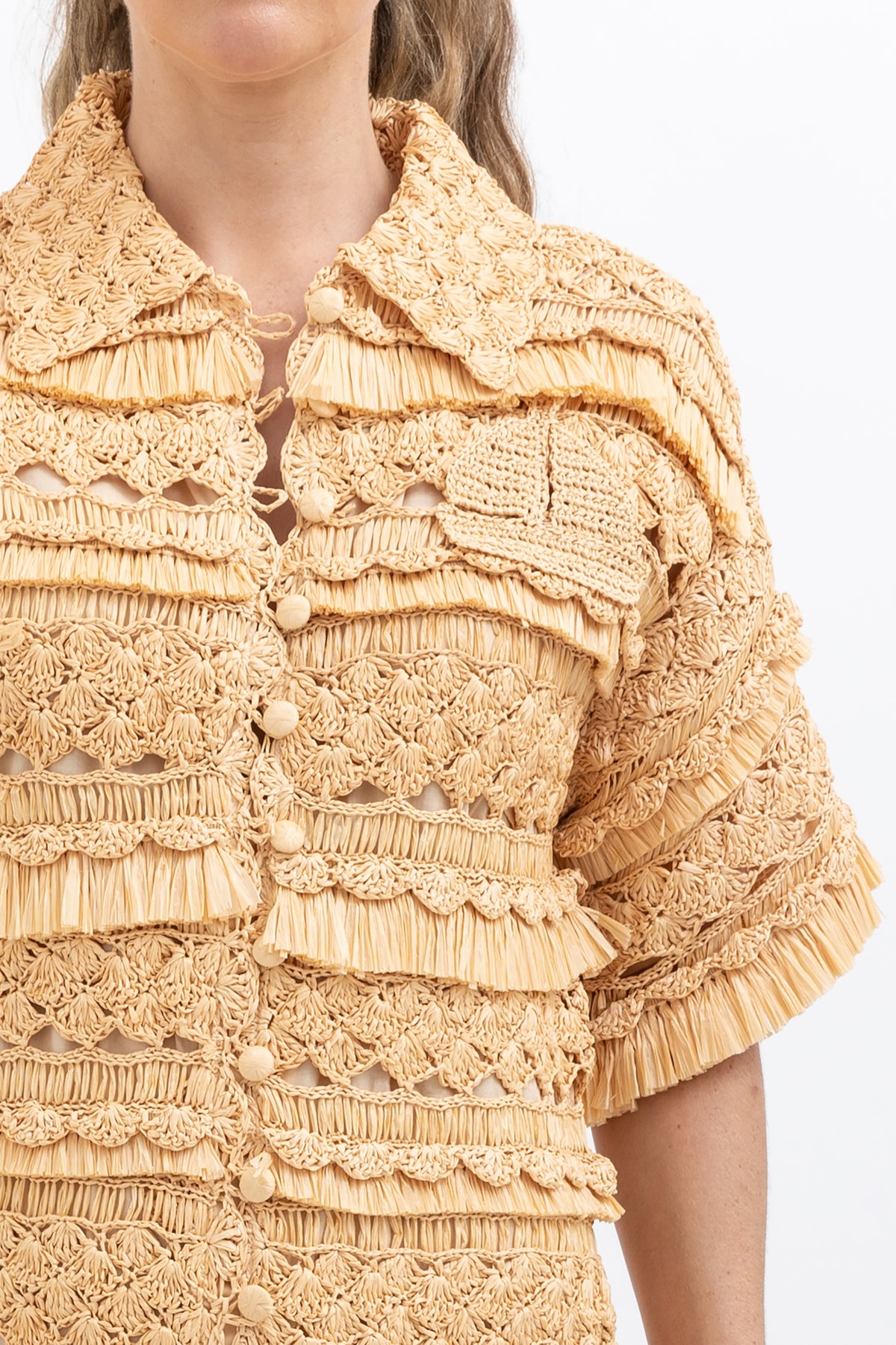 Raffia Crochet Mini Dress