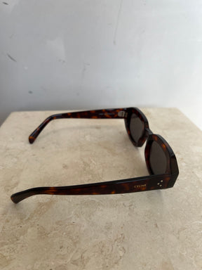 Celine Tortoiseshell Oval Sunglasses