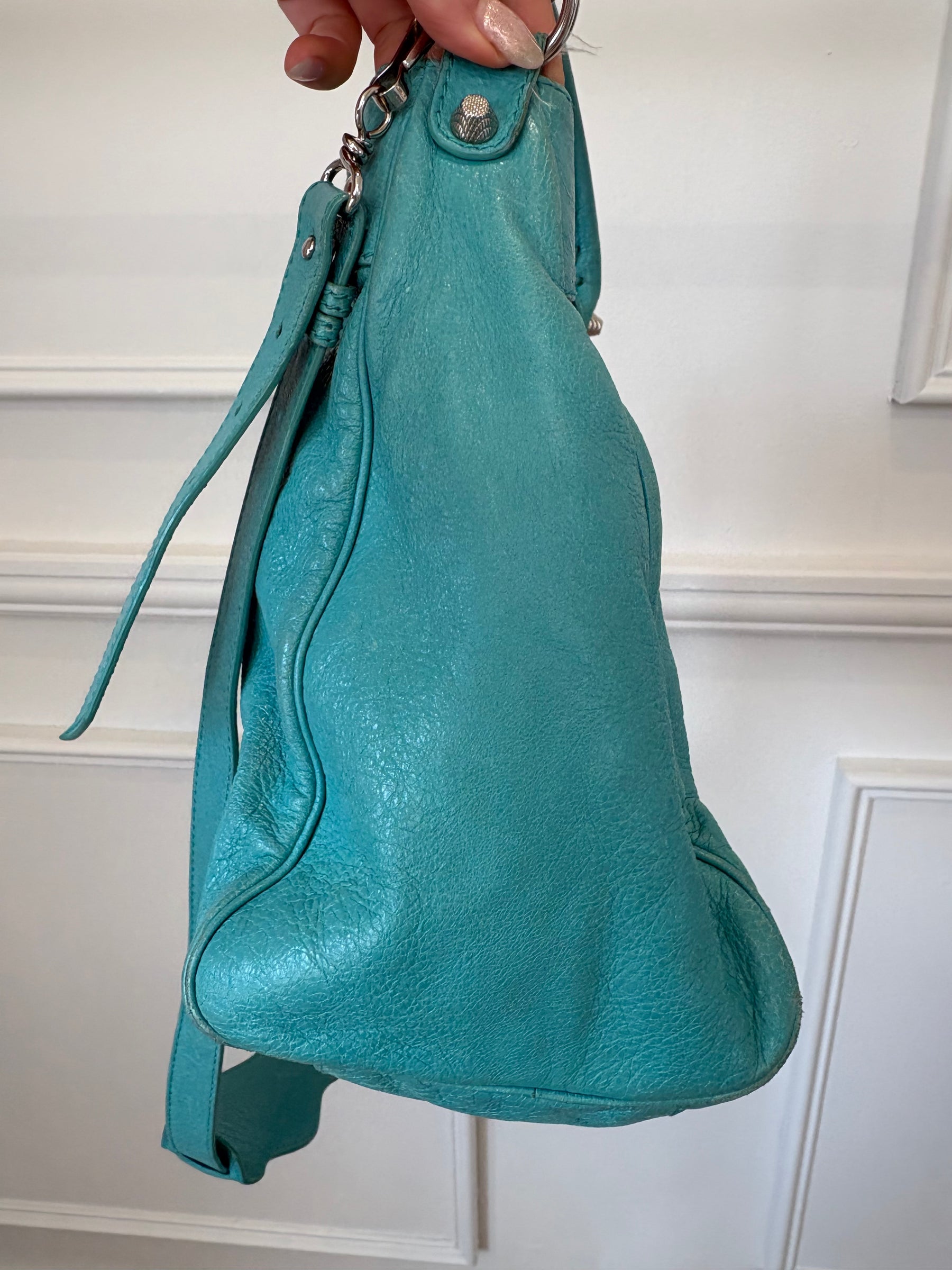 Balenciaga Turquoise Leather City Bag