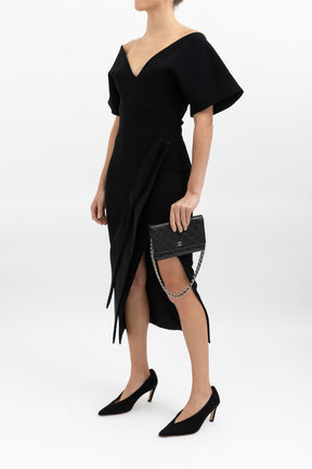 V Neck Ruched Fold Dress