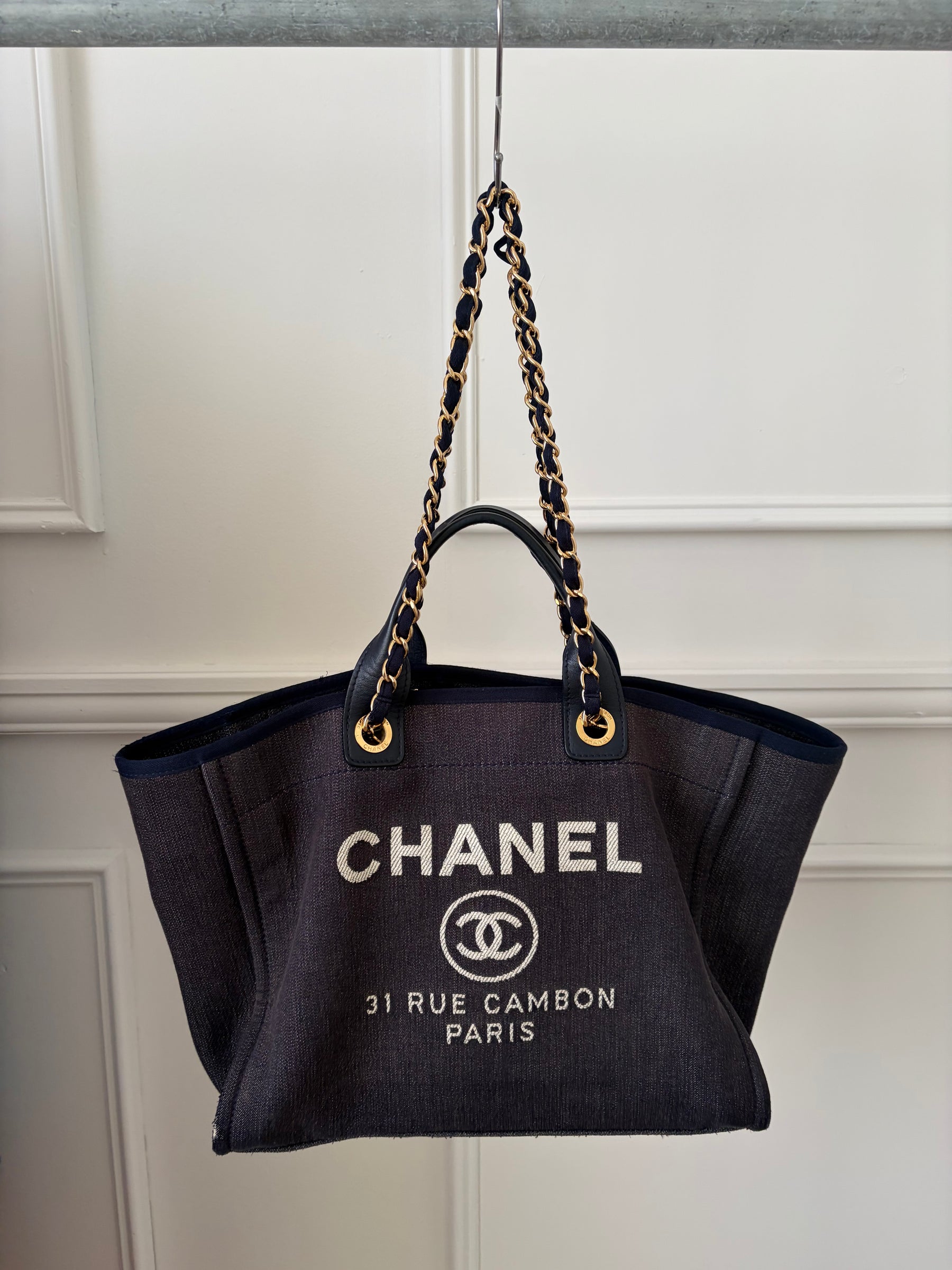 Chanel Navy Canvas Deauville Tote
