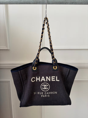 Chanel Navy Canvas Deauville Tote