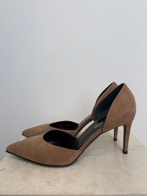 Saint Laurent Taupe Suede Pointed Pump, 40