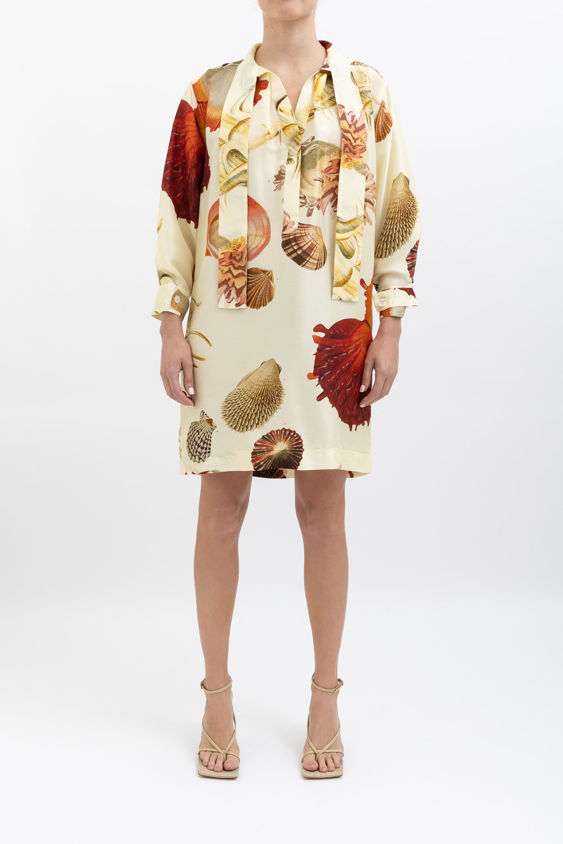 Silk Ocean Shell Print Dress