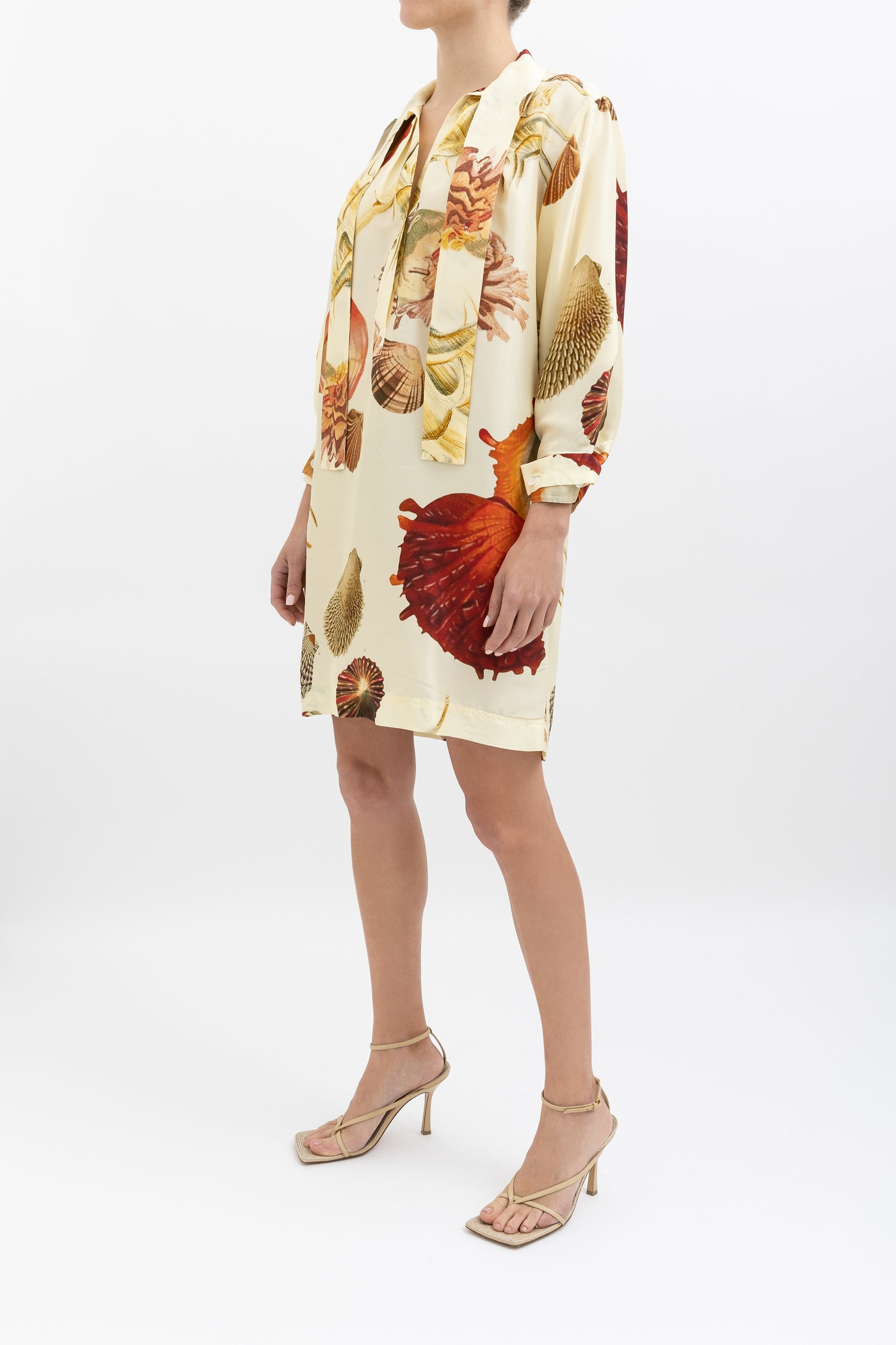 Silk Ocean Shell Print Dress
