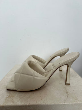 Bottega Veneta Cream Quilted Lido Mules, 38.5