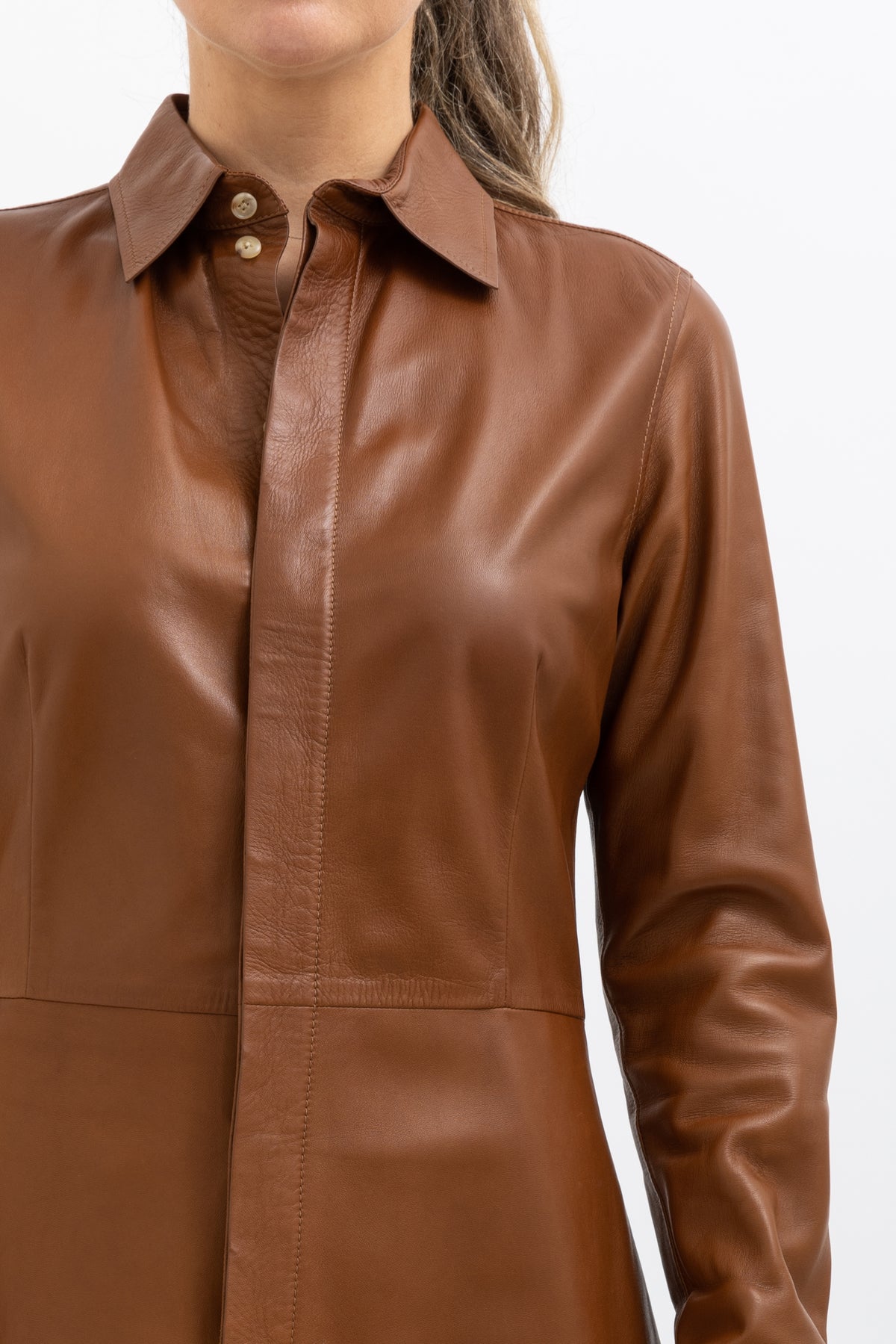 Saddle Leather Shirt Dress