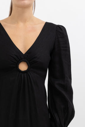 Wayfarer Ring Detail Linen Dress