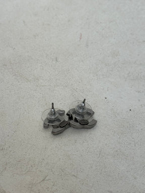 Chanel Ruthenium CC Logo Stud Earrings