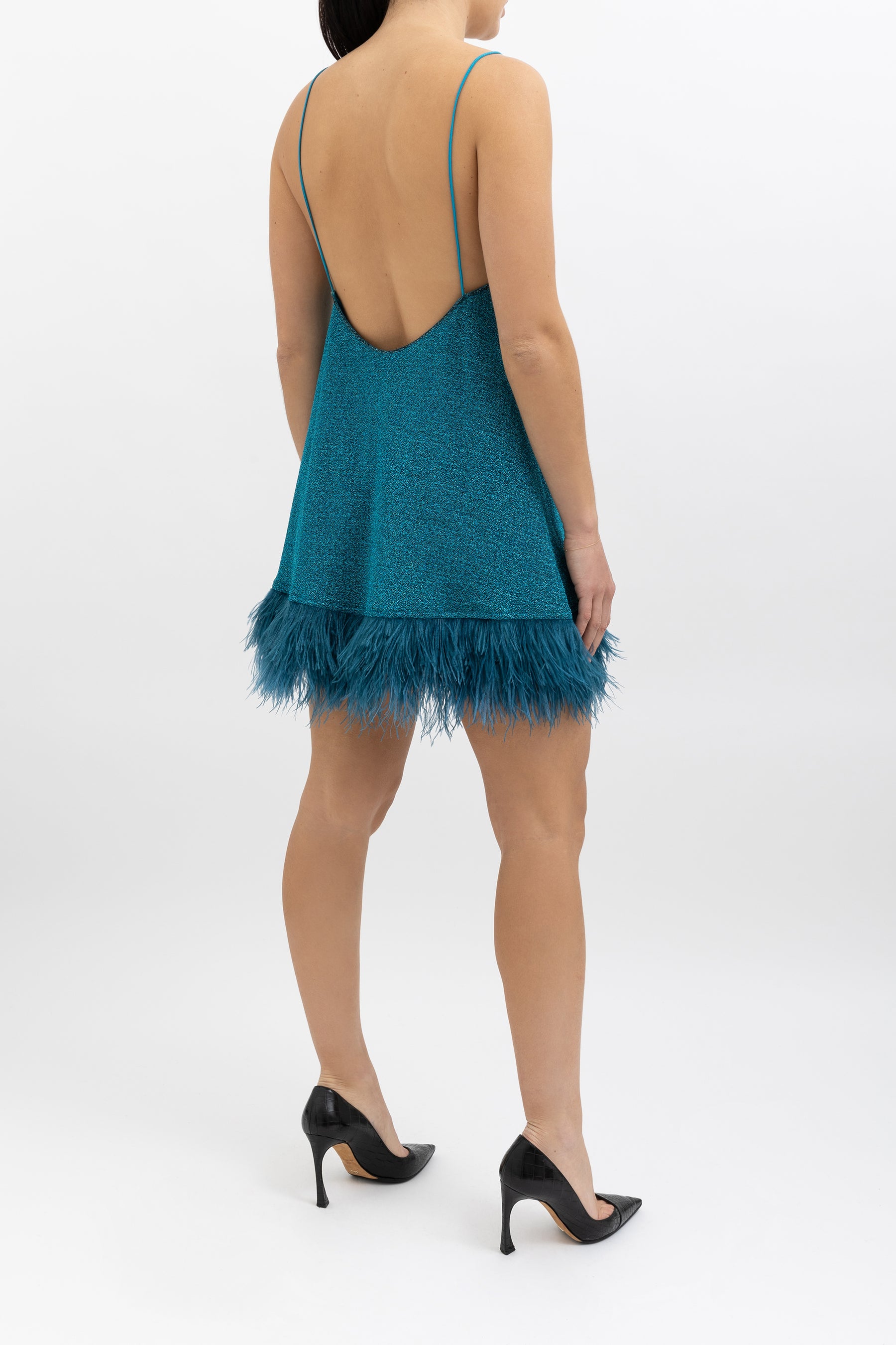 Lumière Feather-Trimmed Mini Dress