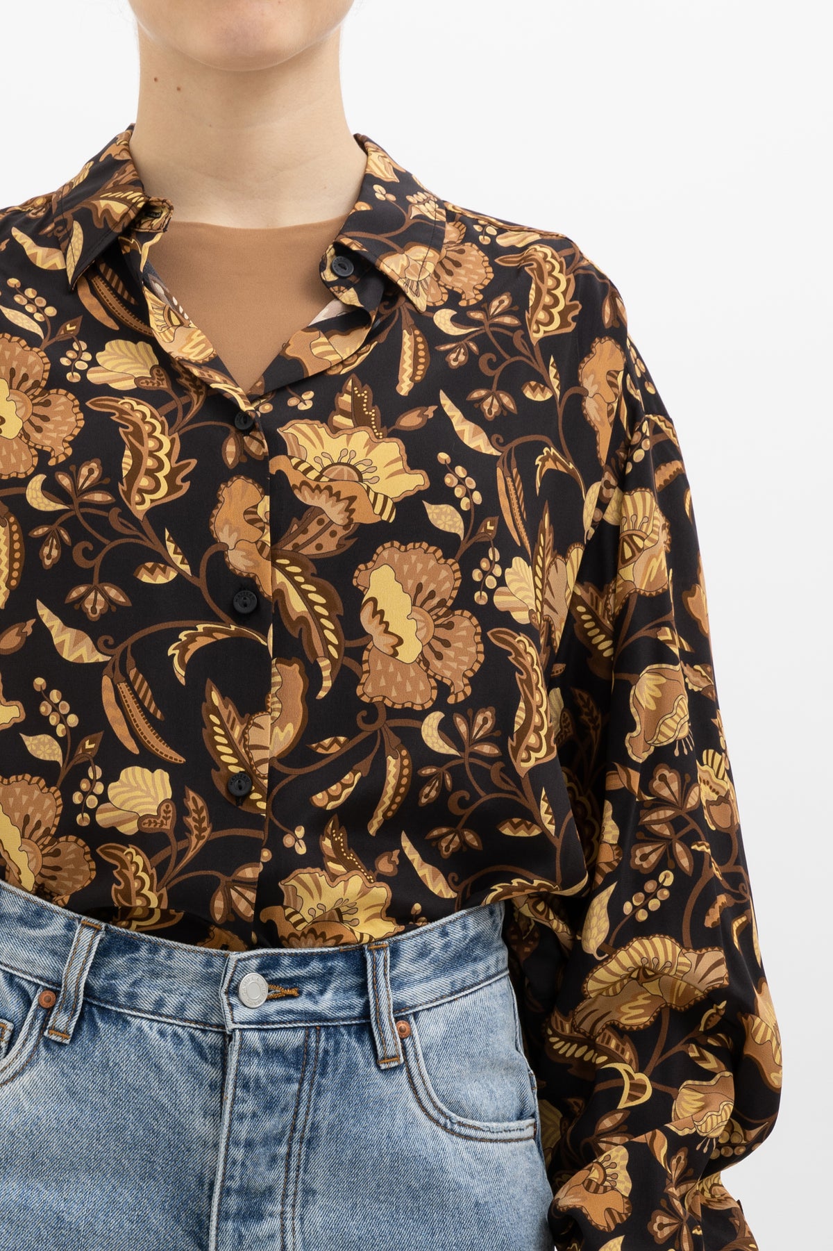 Oversized Floral Silk Shirt