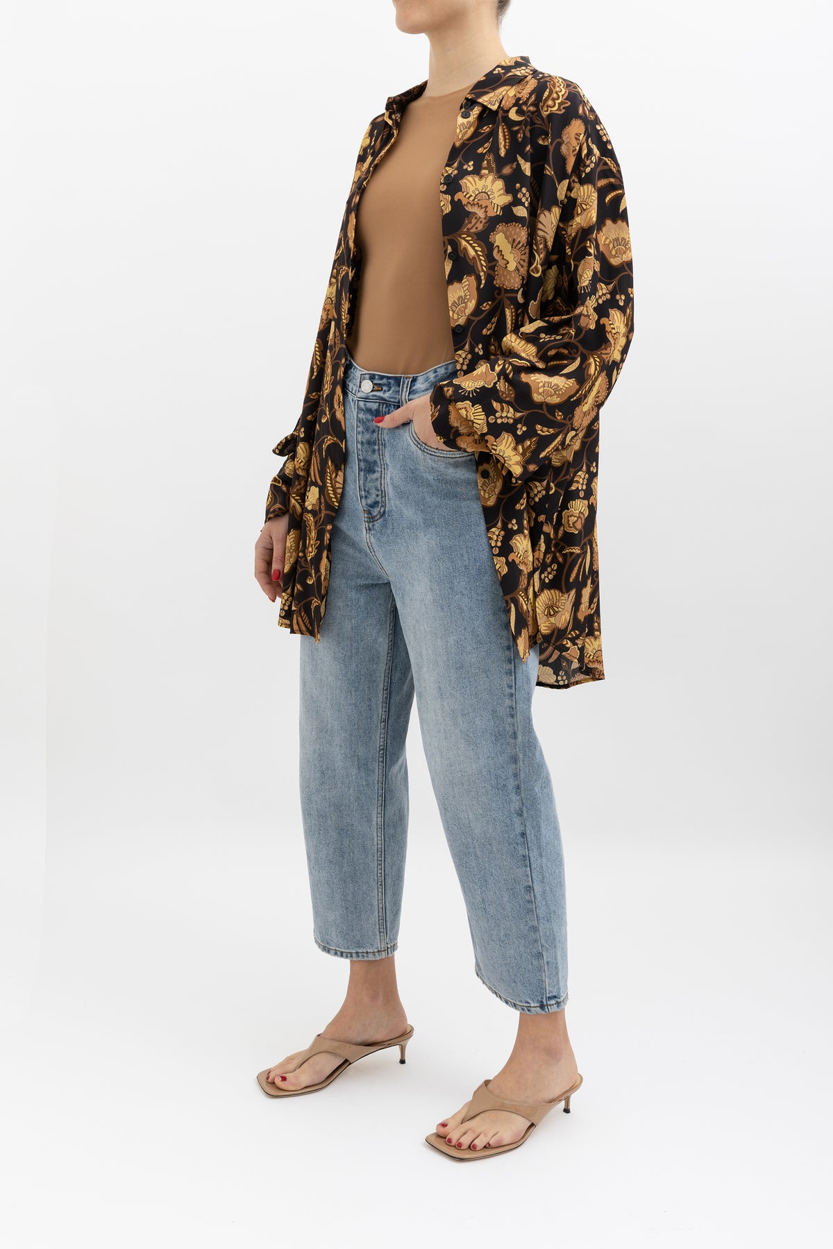 Oversized Floral Silk Shirt