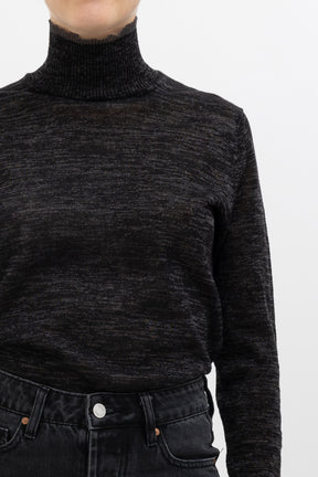 Metallic Turtleneck Knit Top