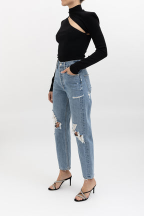 Asymmetric Cut Out Knit Top