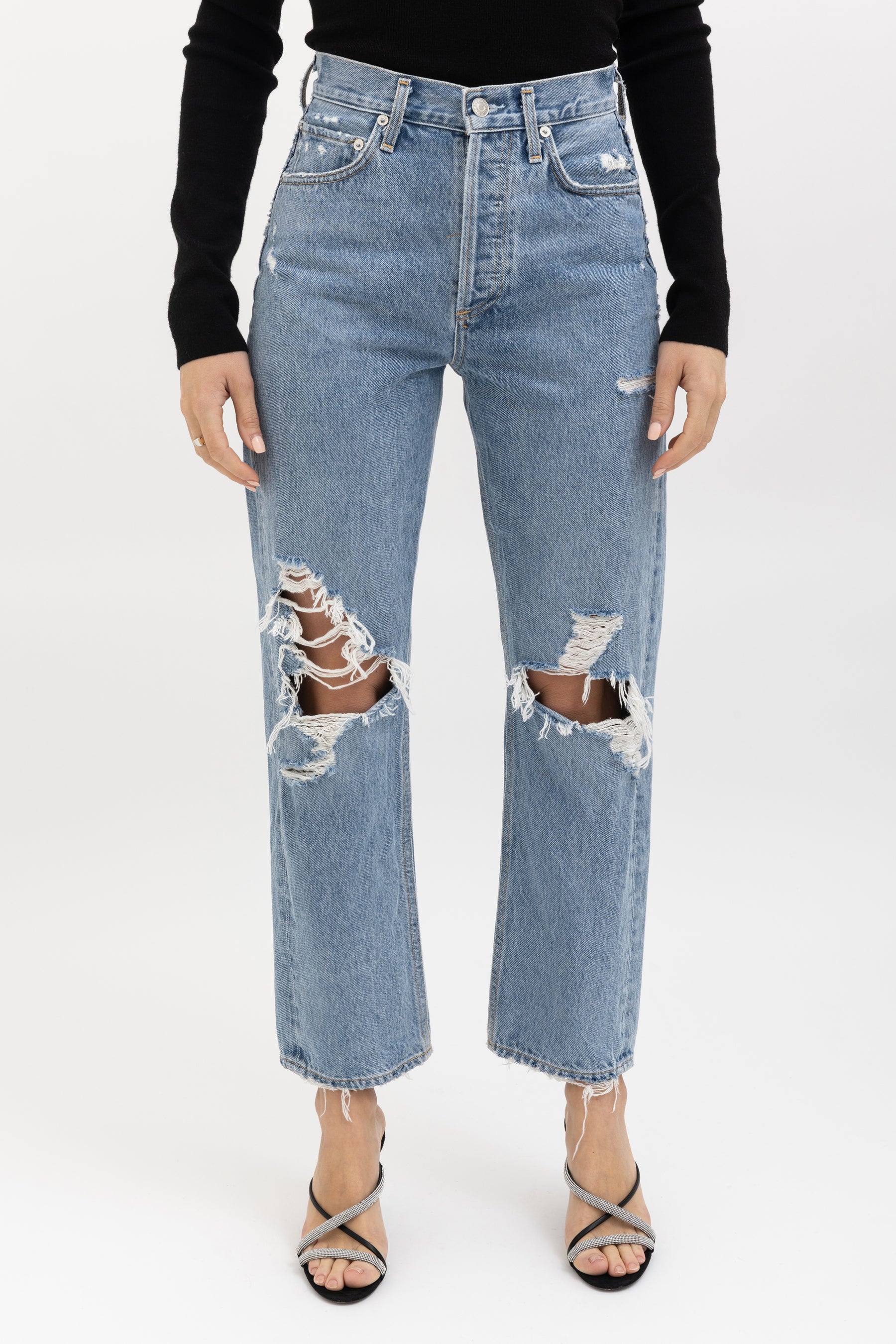 90's Distressed Mid Rise Jeans
