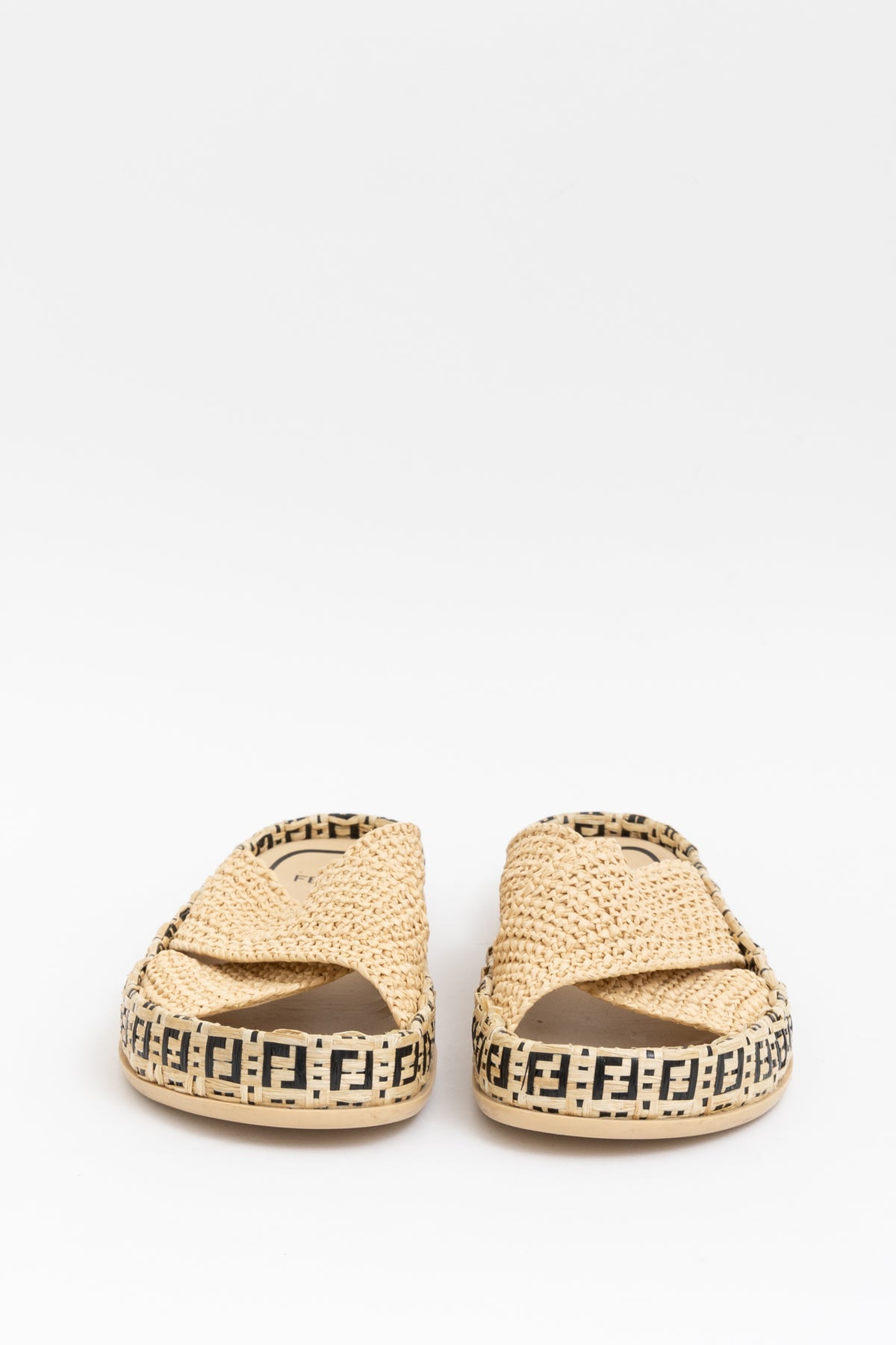 Forever Fendi Reflections Raffia Crossover Slide