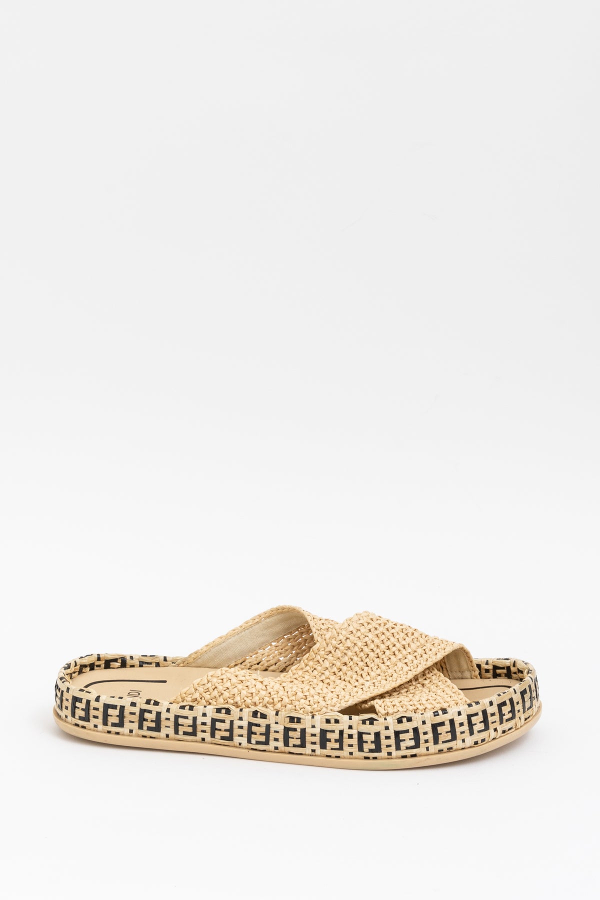 Forever Fendi Reflections Raffia Crossover Slide