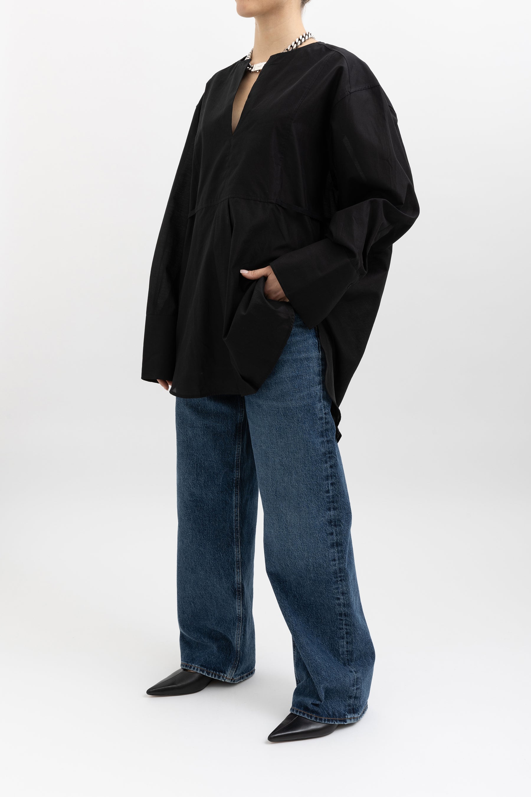 Plain Bib Pullover Shirt
