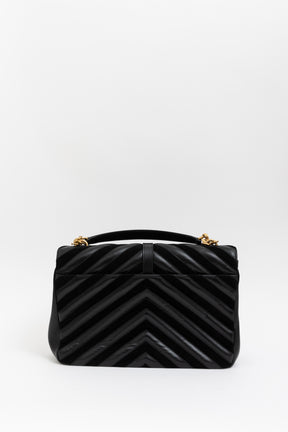 Chevron Suede and Leather College Bag