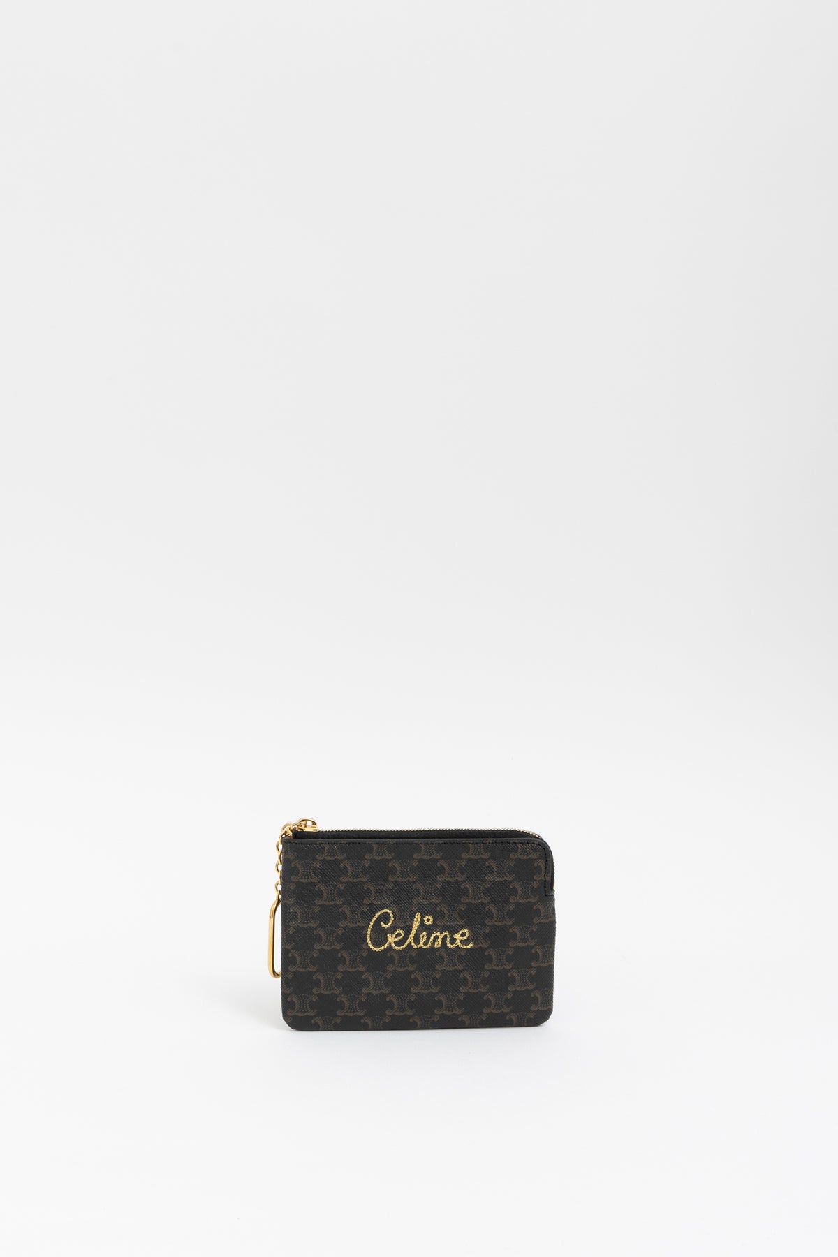 Celine Embroidered Triomphe All-over Black Card Holder