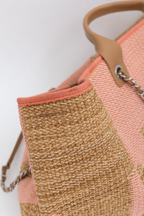 Contrast Raffia Deauville Shopping Tote Bag