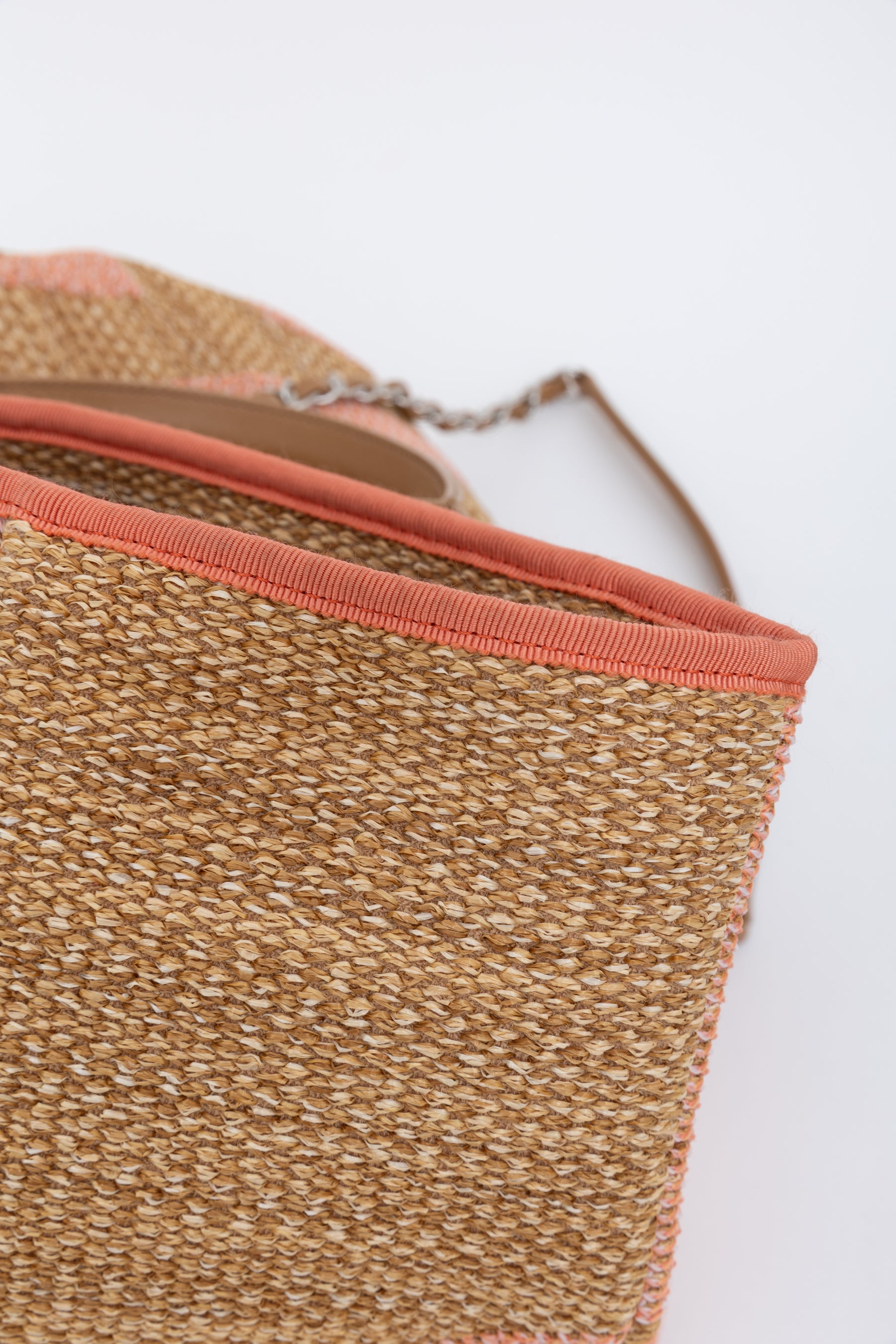 Contrast Raffia Deauville Shopping Tote Bag