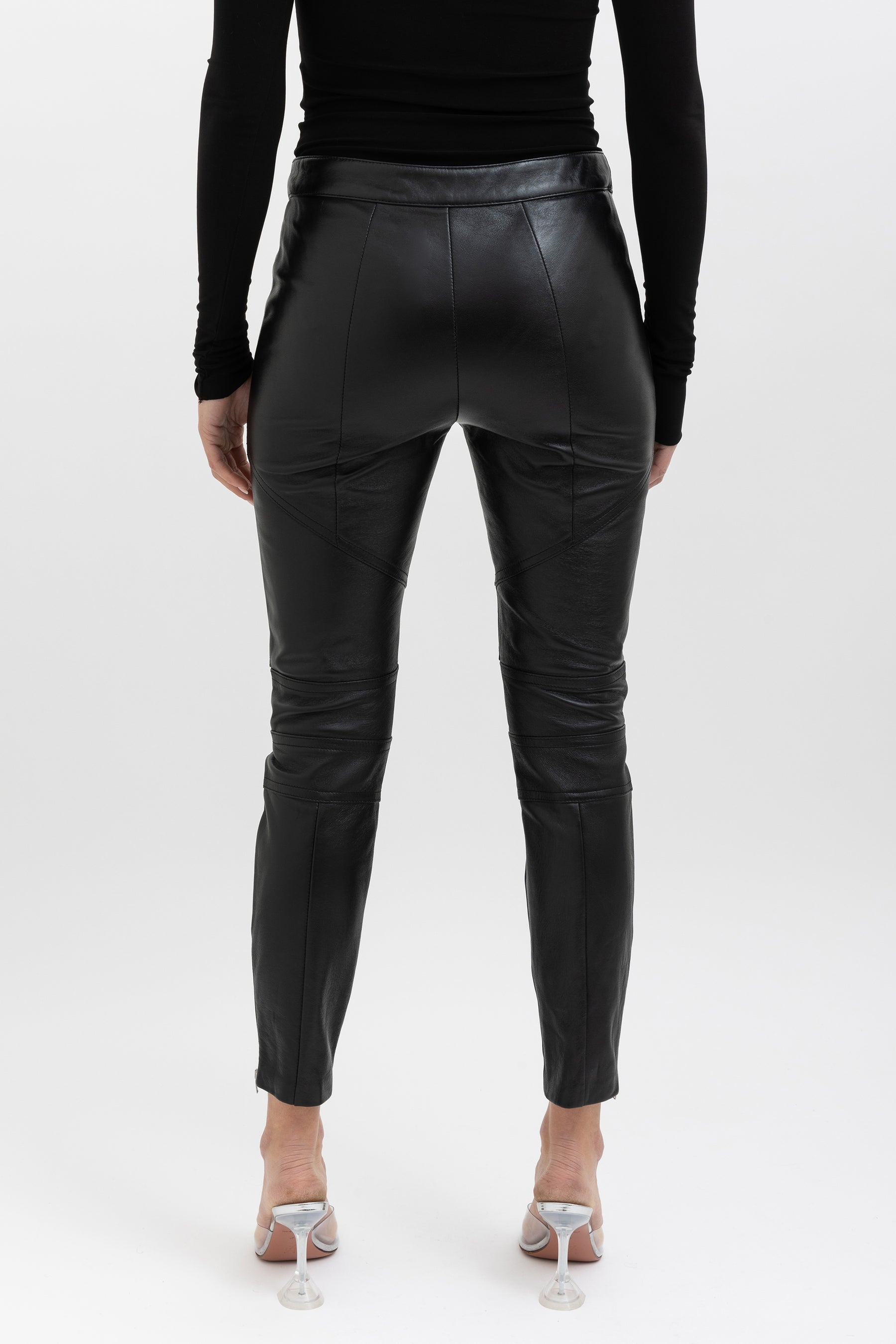 Low Rise Leather Biker Pants