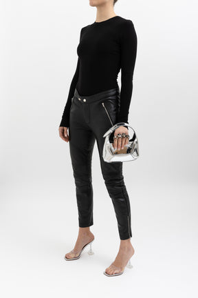 Low Rise Leather Biker Pants