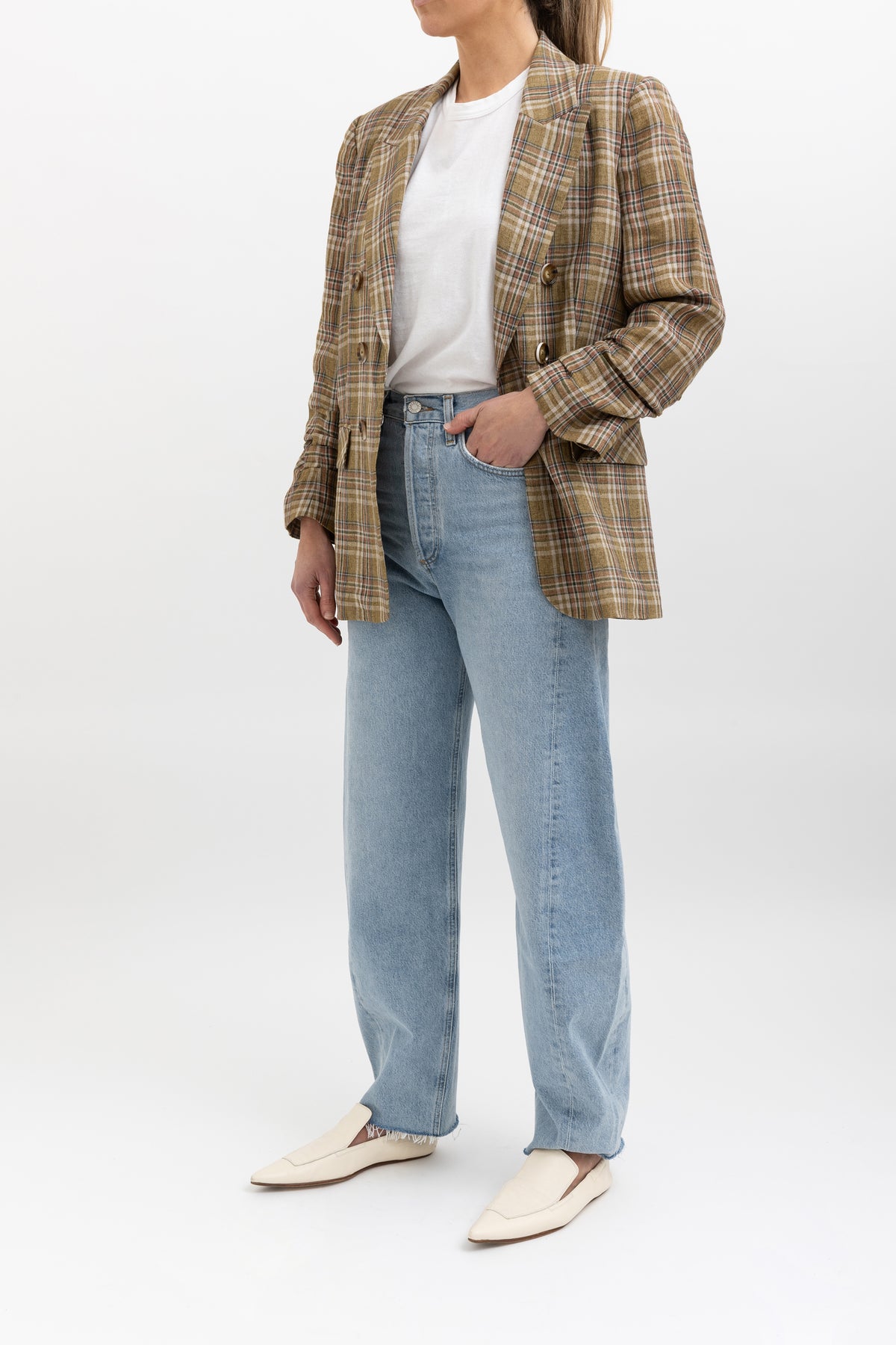 Linen Plaid Blazer