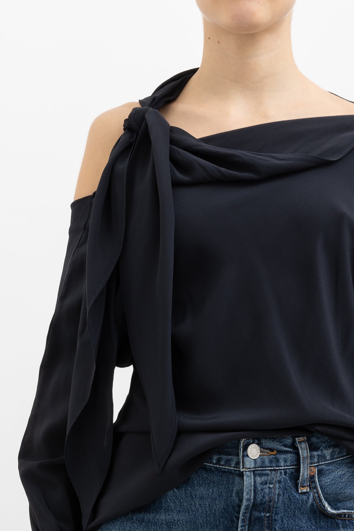 Asymmetric Tie Blouse