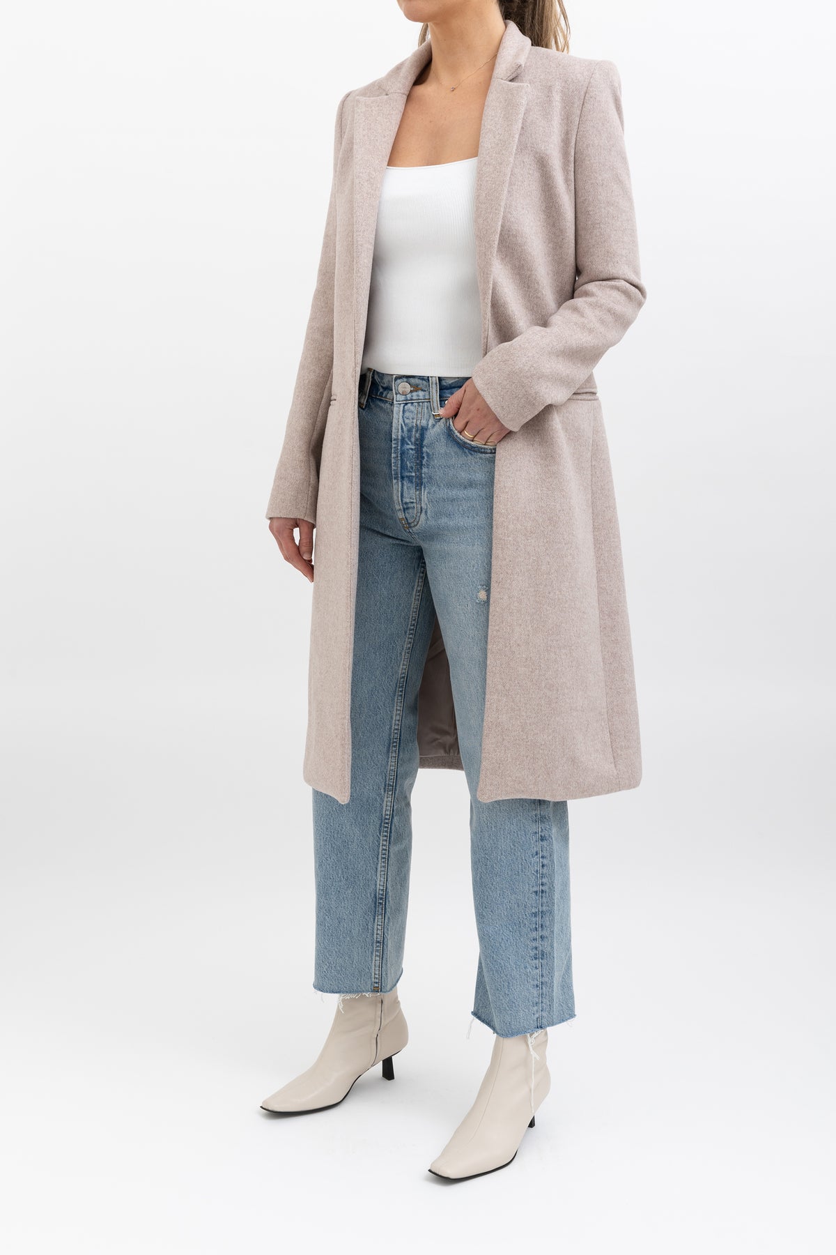 Wool Blend Single Breasted Coat