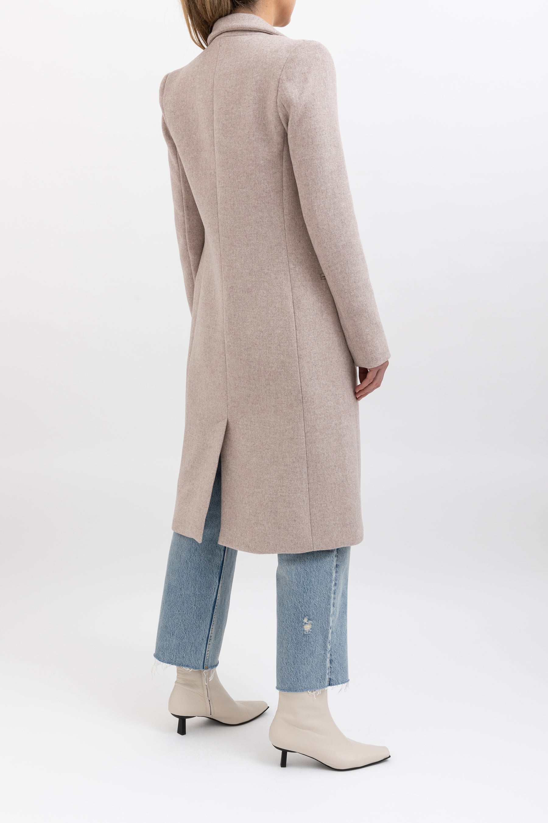Wool Blend Single Breasted Coat