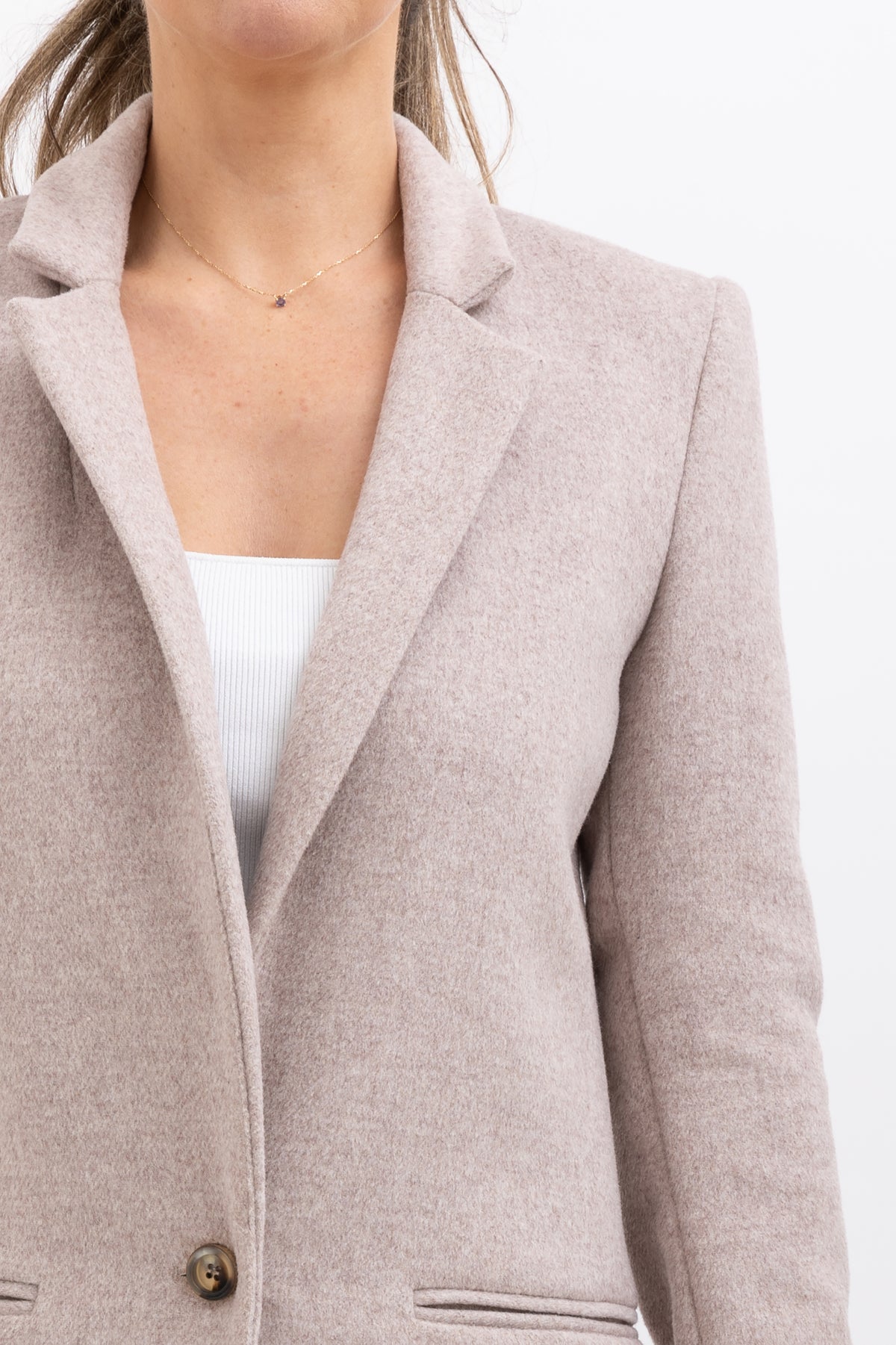 Wool Blend Single Breasted Coat