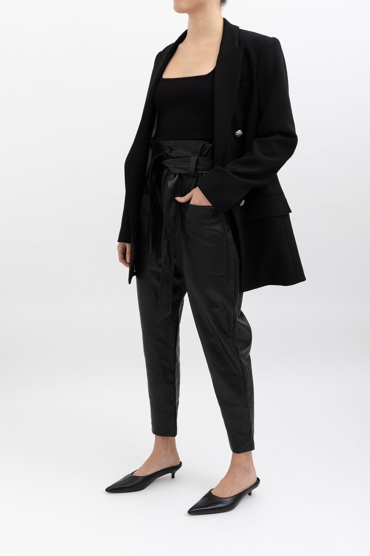 Kate Faux Leather Paperbag Pant