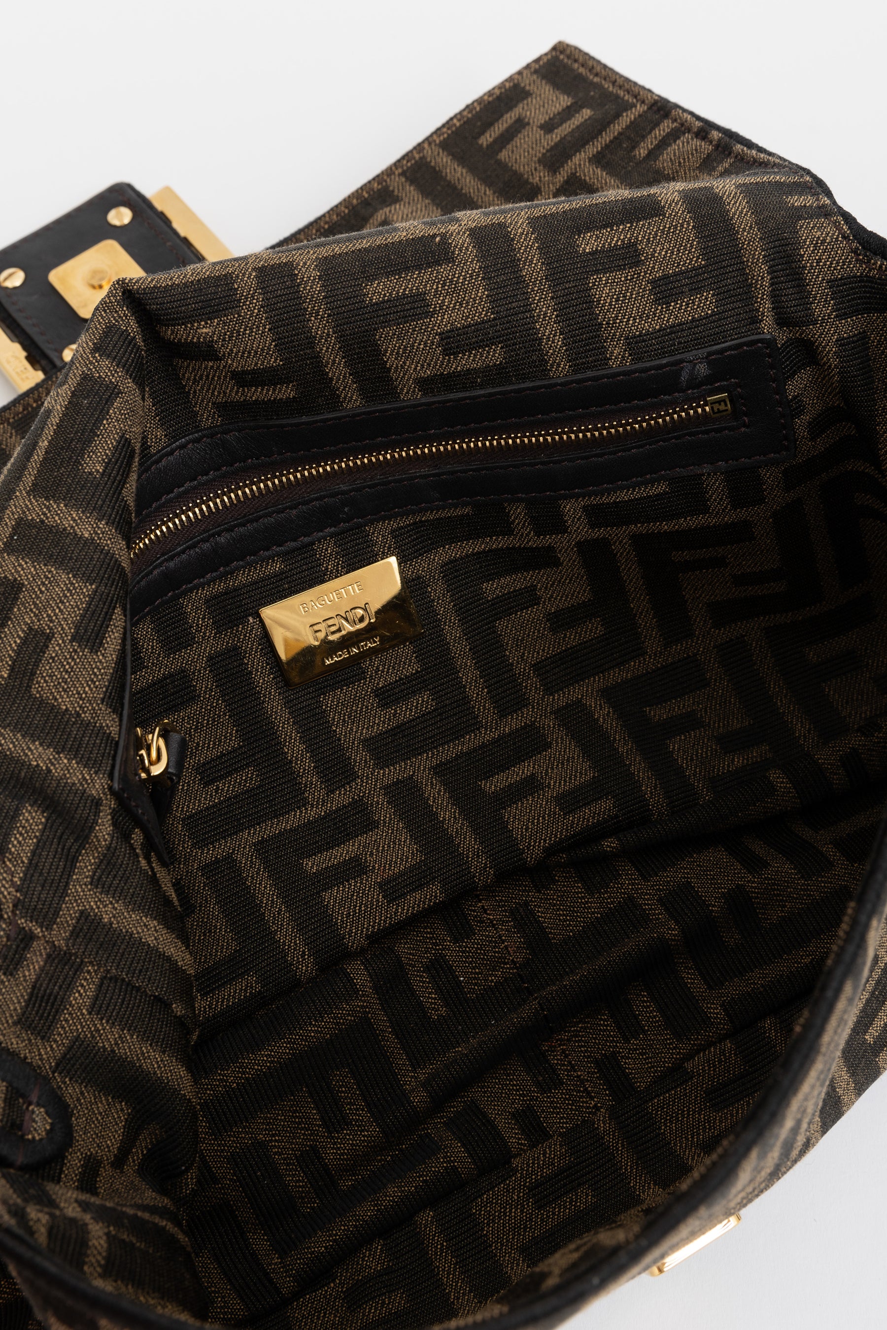 Jacquard FF Fabric Baguette Bag