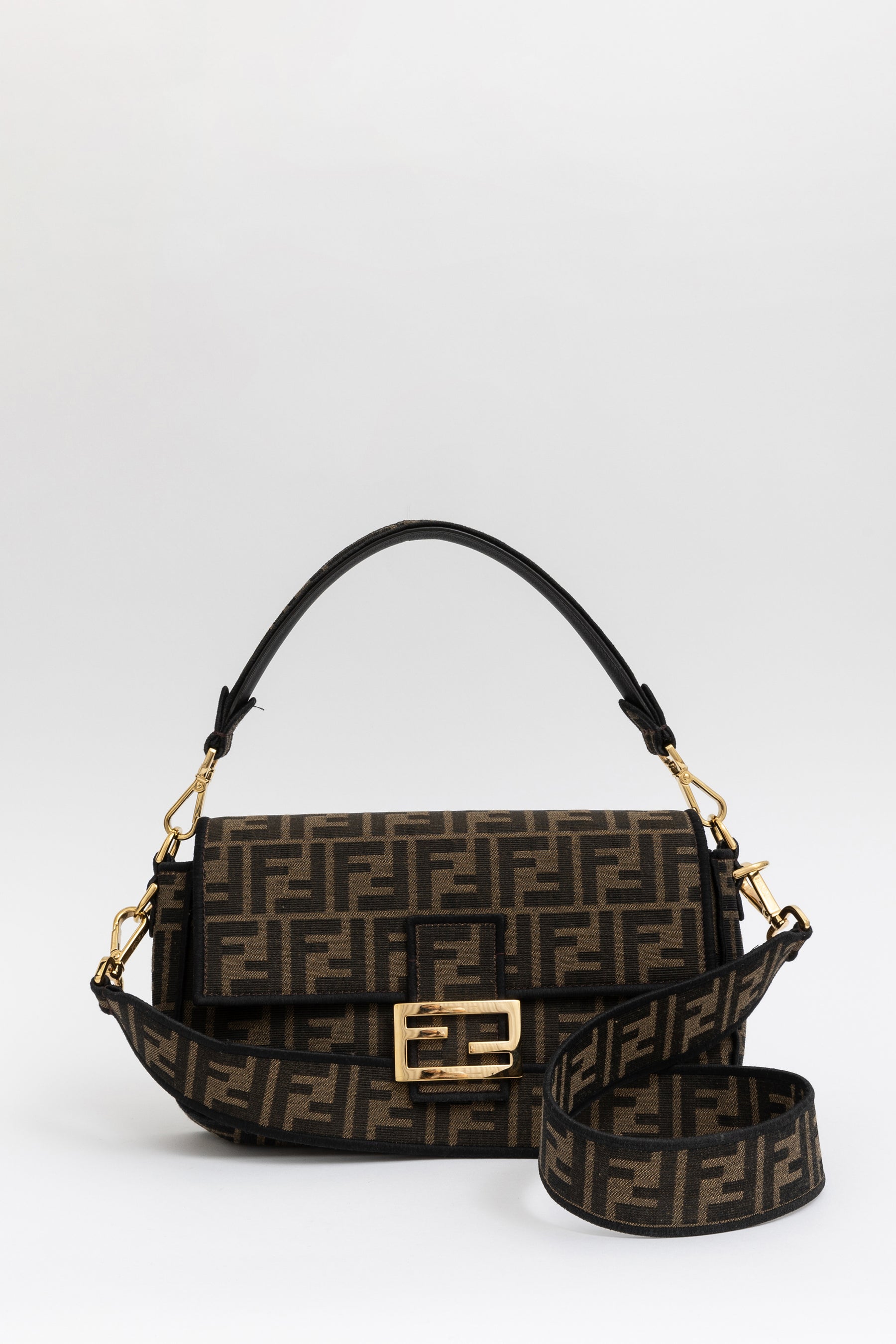 Jacquard FF Fabric Baguette Bag