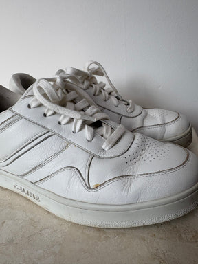 Celine White Low Lace Up Sneakers, 39