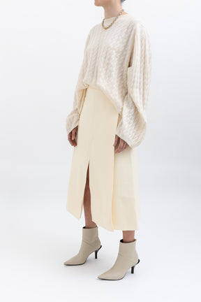 Bonded Crepe Tuck Midi Skirt