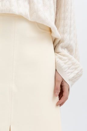Bonded Crepe Tuck Midi Skirt