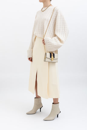 Bonded Crepe Tuck Midi Skirt