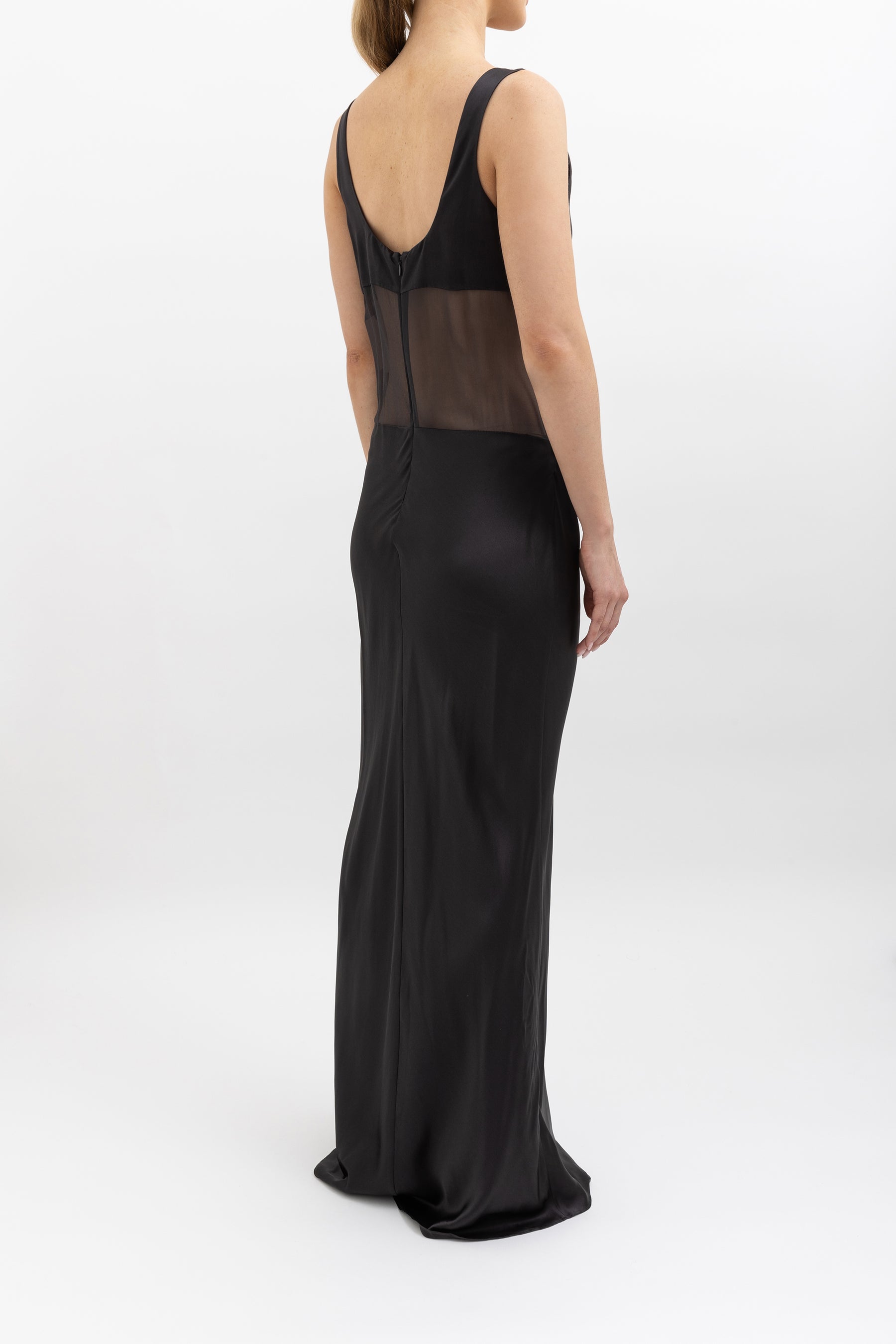 Sheer Torso Cowl Tank Dress