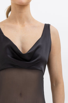 Sheer Torso Cowl Tank Dress