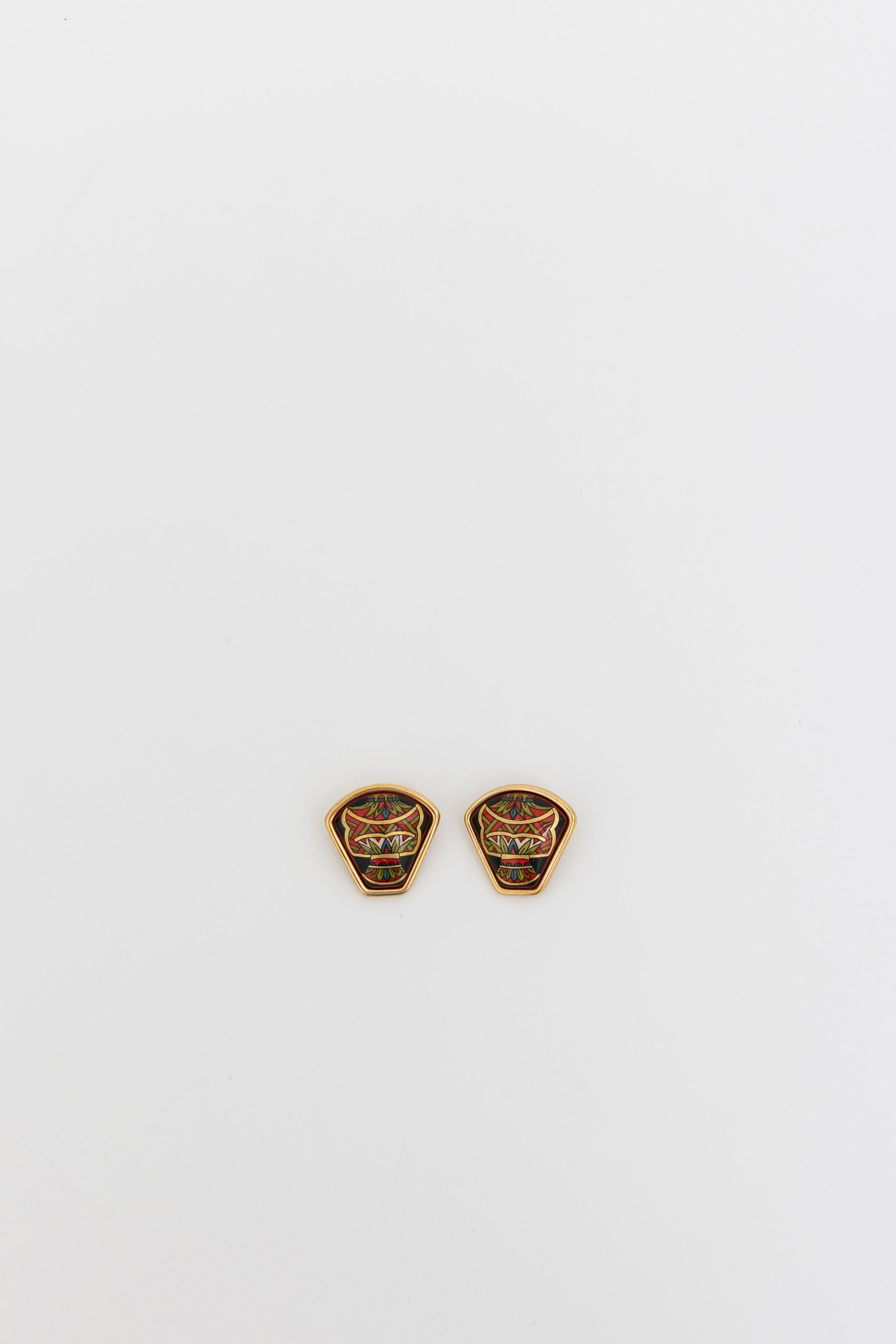 Vintage Cloisonné Clip-On Earrings