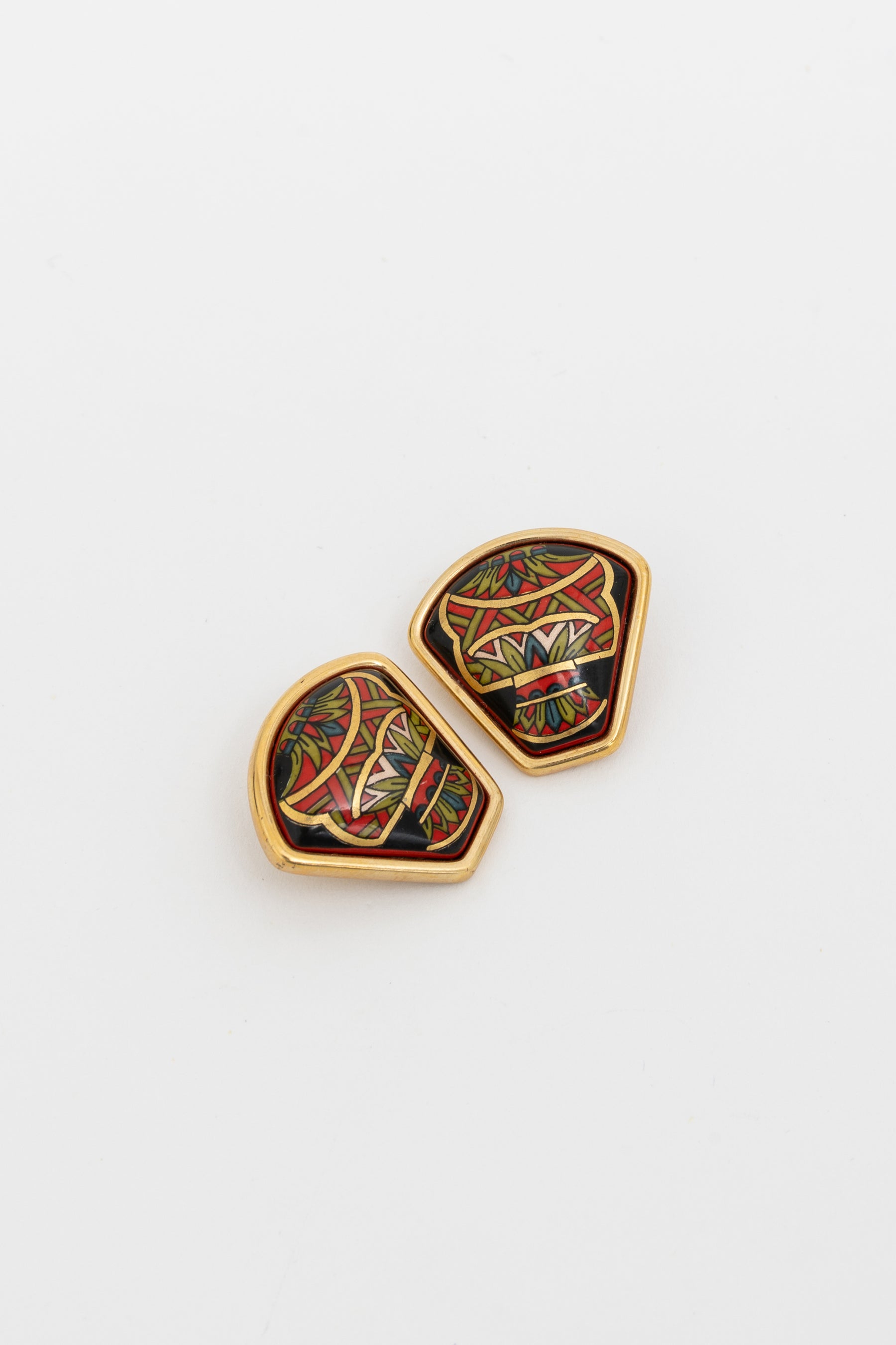 Vintage Cloisonné Clip-On Earrings