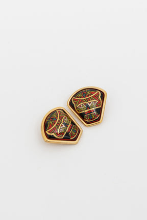 Vintage Cloisonné Clip-On Earrings