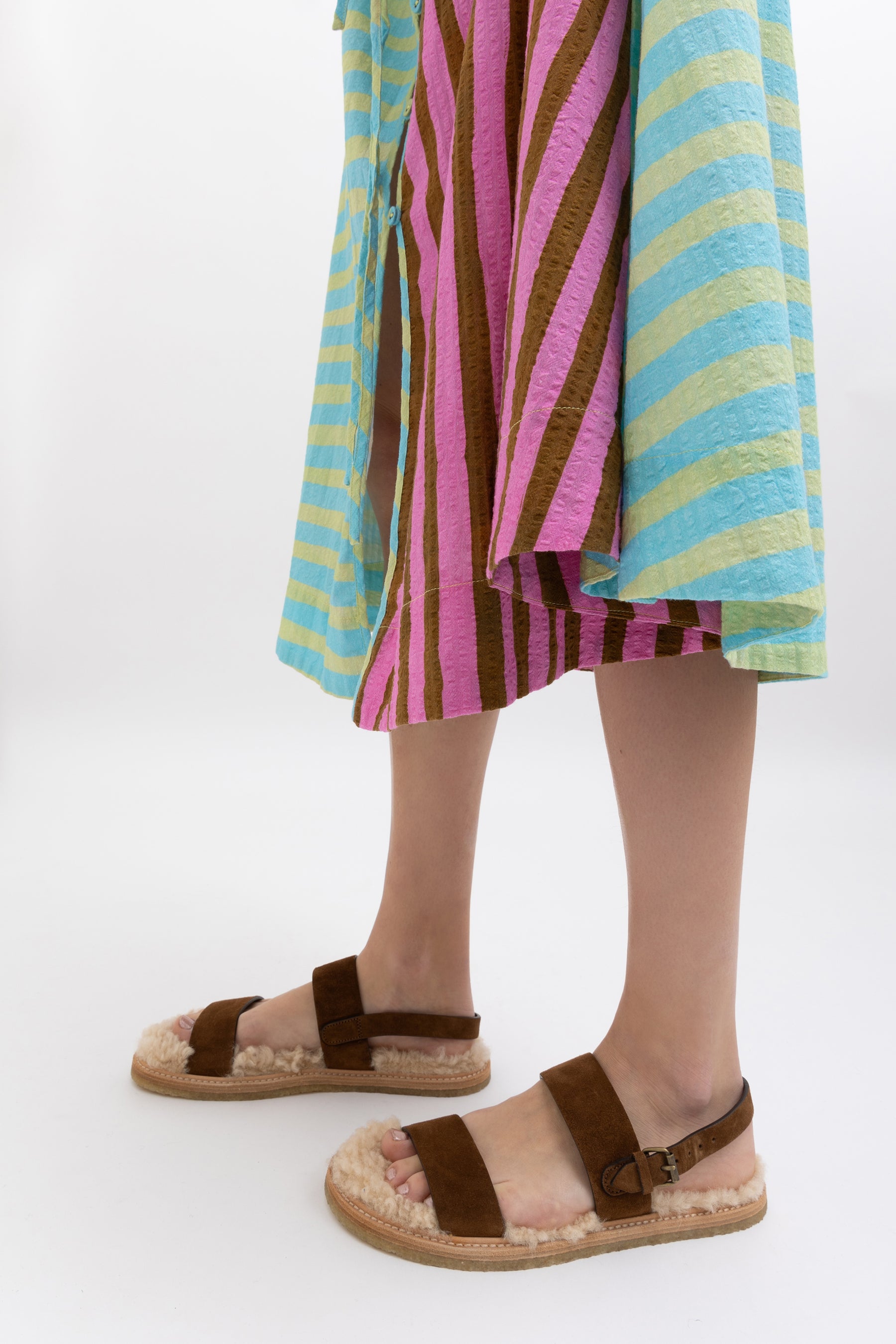 Noe Faux Fur Leather Sandal