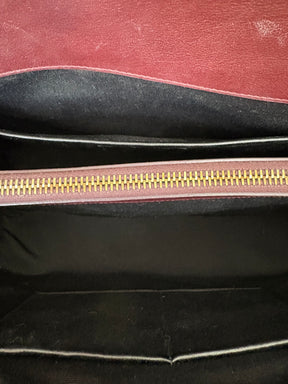 Saint Laurent Burgundy Leather Top Handle Bag